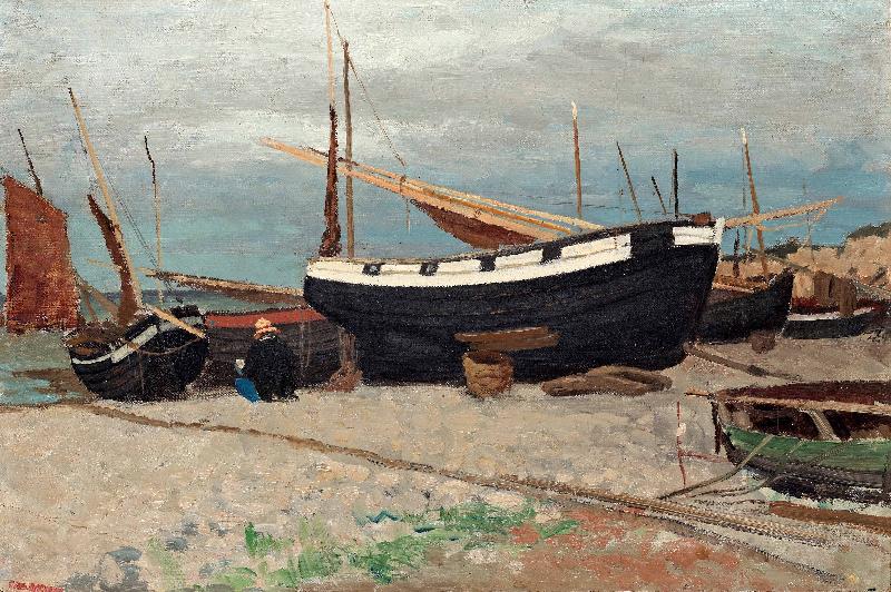 George Willison Boats on the shore France oil painting art